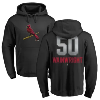 Men's St. Louis Cardinals Adam Wainwright Black Branded Midnight Mascot Pullover Hoodie -