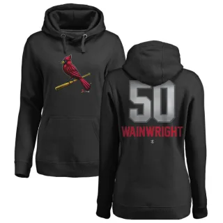 Women's St. Louis Cardinals Adam Wainwright Black Branded Midnight Mascot Pullover Hoodie -