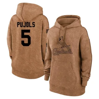 Women's St. Louis Cardinals Albert Pujols Brown 2023 Salute to Service Pullover Hoodie