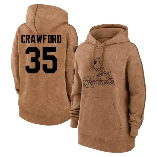 Women's St. Louis Cardinals Brandon Crawford Brown 2023 Salute to Service Pullover Hoodie