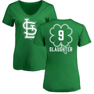 Women's St. Louis Cardinals Enos Slaughter Green Dubliner V-Neck T-Shirt Kelly