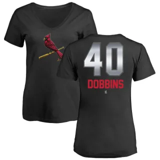 Women's St. Louis Cardinals Hunter Dobbins Black Midnight Mascot V-Neck T-Shirt