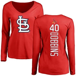 Women's St. Louis Cardinals Hunter Dobbins Red Backer Slim Fit Long Sleeve T-Shirt