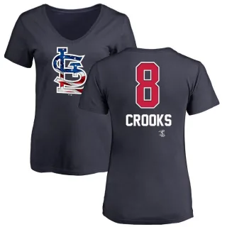 Women's St. Louis Cardinals Jimmy Crooks Navy Name and Number Banner Wave V-Neck T-Shirt