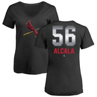 Women's St. Louis Cardinals Jorge Alcala Black Midnight Mascot V-Neck T-Shirt