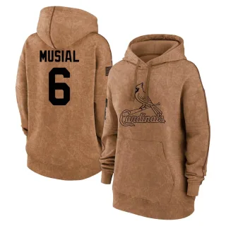 Women's St. Louis Cardinals Stan Musial Brown 2023 Salute to Service Pullover Hoodie