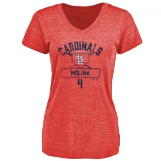Women's St. Louis Cardinals Yadier Molina Red Base Runner T-Shirt