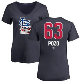 Women's St. Louis Cardinals Yohel Pozo Navy Name and Number Banner Wave V-Neck T-Shirt